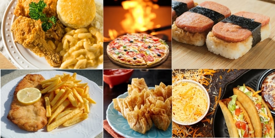 Collage of poor food choices