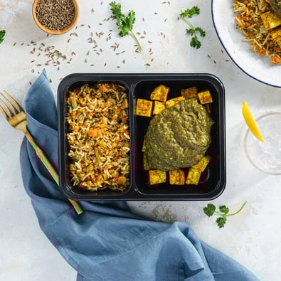 Tofu-Palak-Paneer-with-Carrot-Biryani