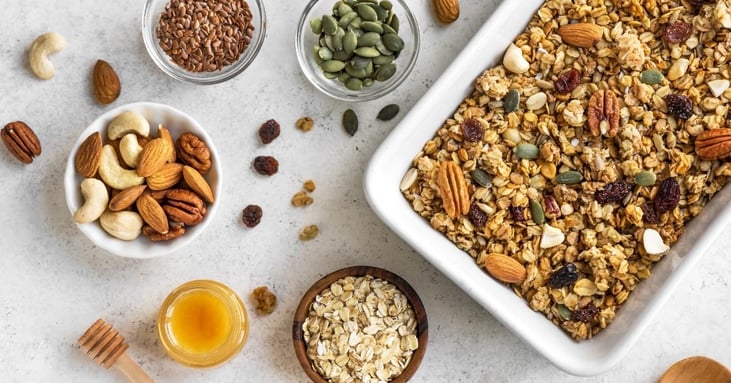 Assuaged-Blog-Granola-White-Tray-Pumpkin-Seeds-Almonds-Walnuts-Image