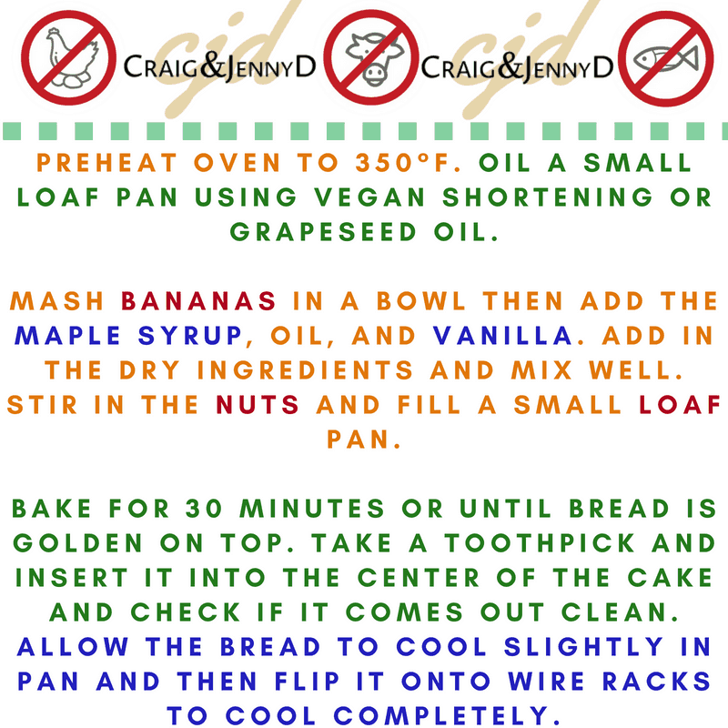 Craig and Jenny Banana Bread Cooking Instructions