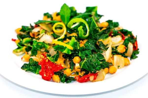 Indian-Spiced Sautéed Lemon Coconut Kale with Chickpeas Indian-Spiced Sautéed Lemon Coconut Kale with Chickpeas