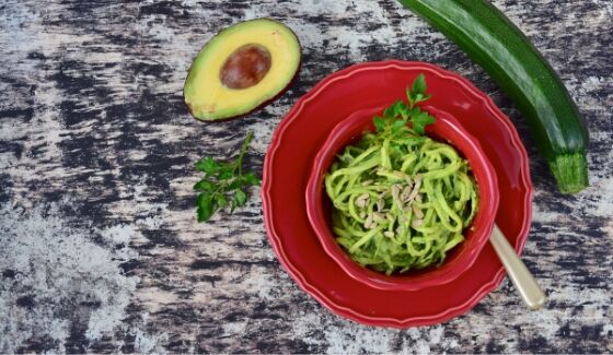 Grilled Southwest Zucchini Noodle with Cilantro Pesto
