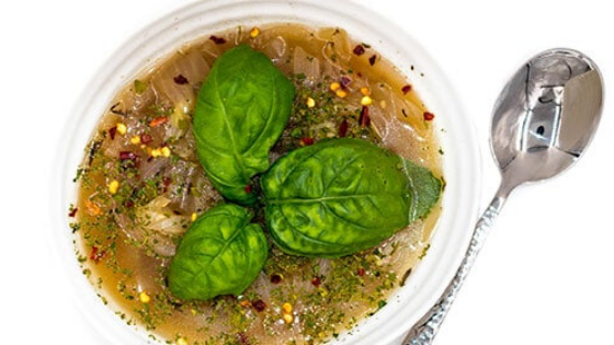 Roasted Onion Eucalyptus Vegan Soup Recipe