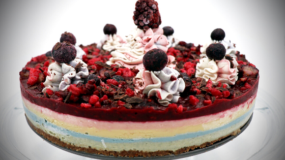 Raw Vegan Rainbow Champagne No-Bake Cheesecake 