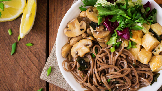 Curried Fried Tofu Over Japanese Udon Noodles