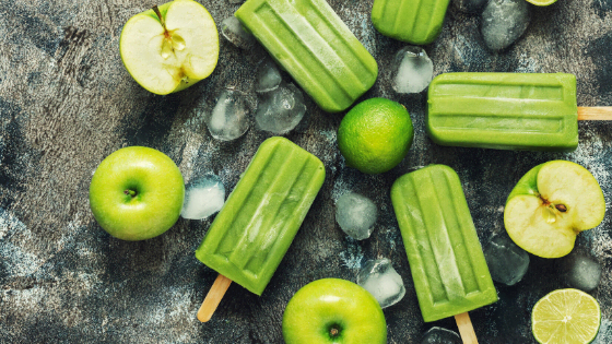 homemade smoothie pops with apples and lime