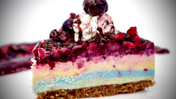 Raw Vegan Rainbow Champagne No-Bake Cheesecake