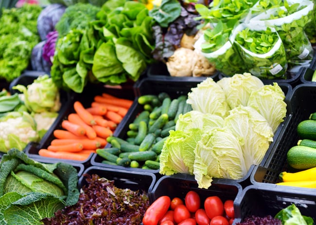 fresh organic produce in local market