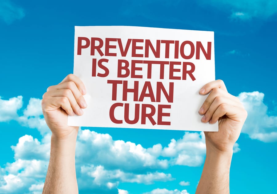 Prevention is Better than Cure card with sky background