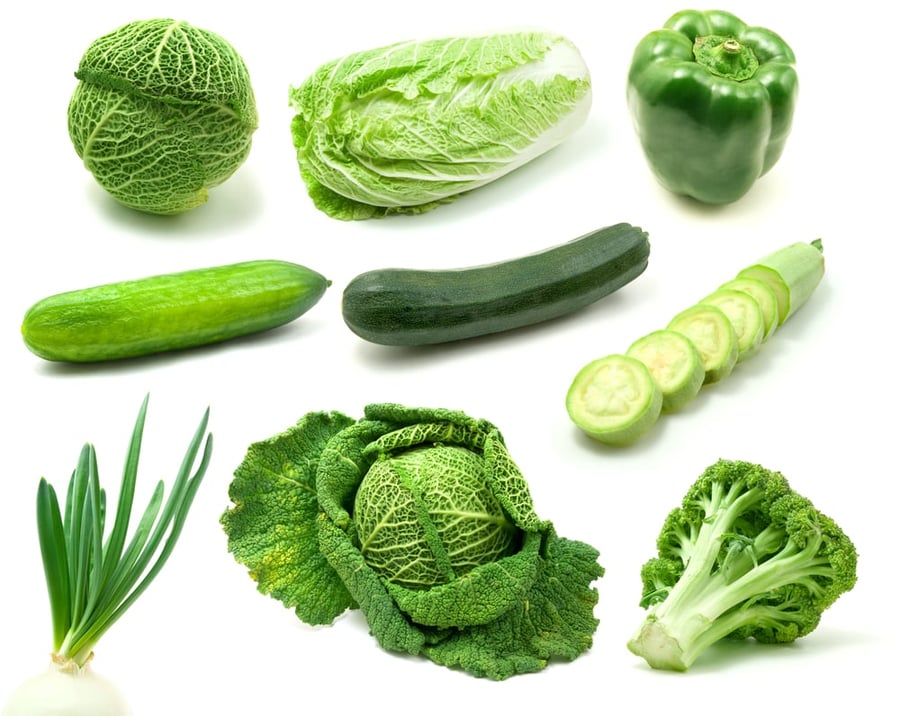 Assortment of healthy green vegetables to support detox system