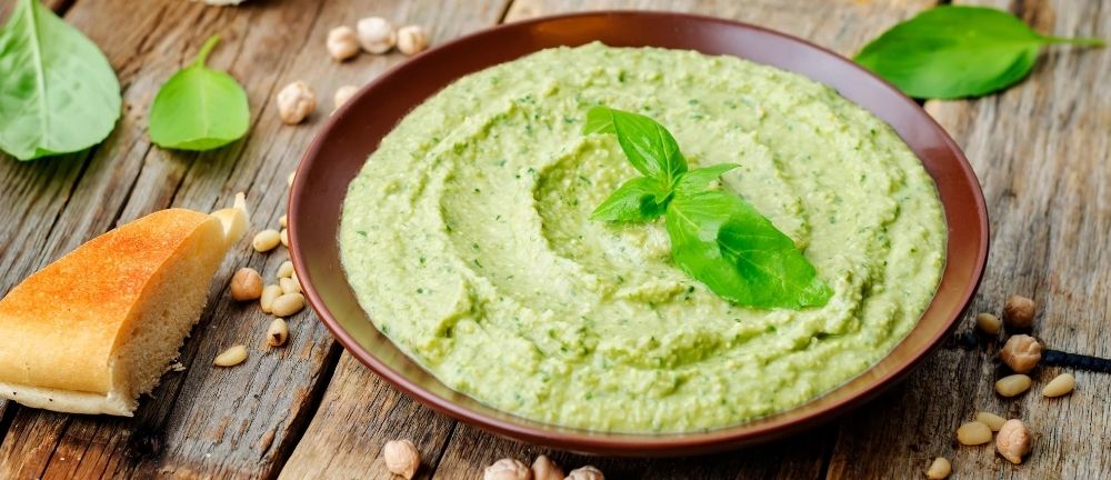 Refreshing Homemade Basil Hummus