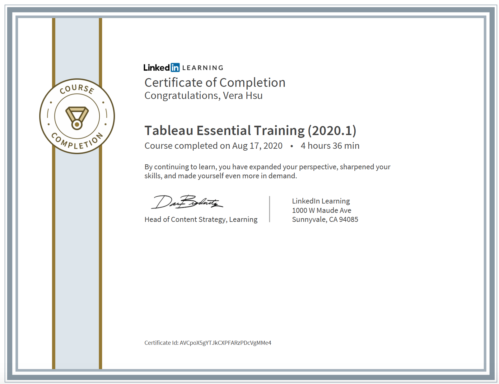 Vera-Hu-Tableau-Certification