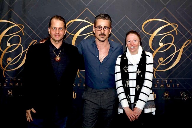 Picture of Thane and Cynthia Murphy with Actor Colin Farrell taken at City Summit City Gala